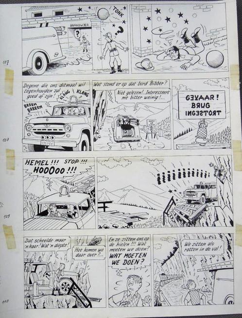 POM - originele pagina PIET PIENTER en BERT BIBBER - uit alb, Antiek en Kunst, Kunst | Tekeningen en Fotografie, Ophalen of Verzenden