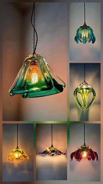 Lampes suspendues en verre vintage., Enlèvement ou Envoi, Comme neuf