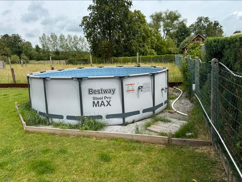 Bestway zwembad 457x122 met zandfilter en producten, Tuin en Terras, Zwembaden, Zo goed als nieuw, Ophalen