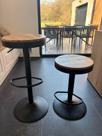 Tabourets de bar à l'état neuf, 2 pièces, noirs et bois, Enlèvement, Comme neuf, Bois