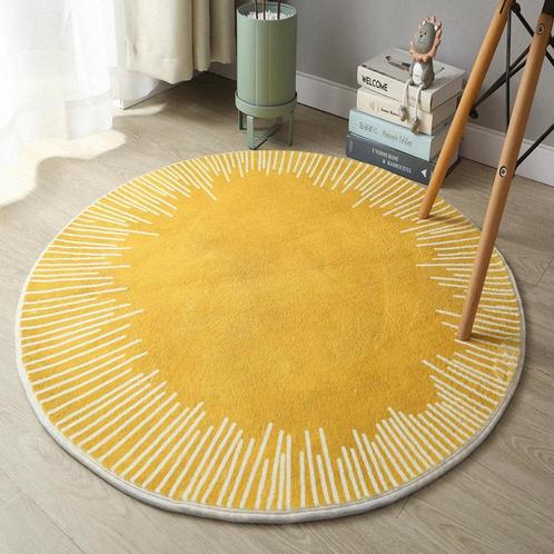 Tapis rond en coton doux antidérapant jaune soleil 120cm, Maison & Meubles, Ameublement | Tapis & Moquettes, Neuf, 100 à 150 cm