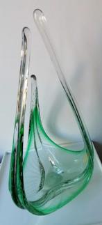 retro glazen vaas Belgische firma Boussu, Minder dan 50 cm, Groen, Glas, Zo goed als nieuw