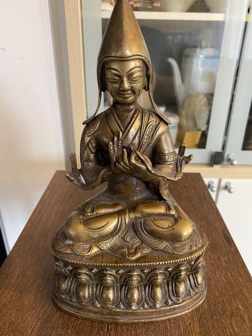Belle statue tibétaine en bronze Lama Tsongkhapa, Maison & Meubles, Accessoires pour la Maison | Statues de Bouddha, Utilisé, Enlèvement ou Envoi