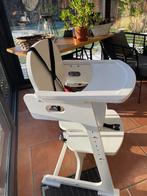 Kinderstoel wit-houten-verstelbaar, Kinderen en Baby's, Kinderstoelen, Ophalen, Gebruikt, Meegroeistoel, Gordel(s)