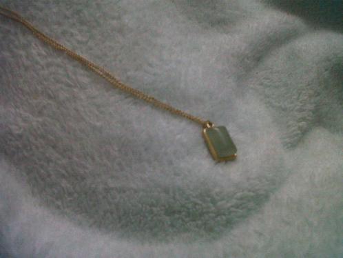 Vergulde ketting met steentje aventurijn, Handtassen en Accessoires, Kettingen, Nieuw, Goud, Goud, Met edelsteen, Met hanger, Verstelbaar