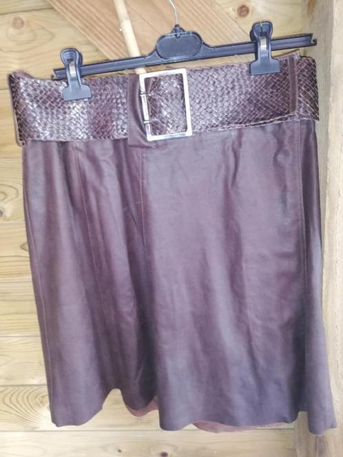 kalfs ledere rok Marianne Vanderwilt amsterdam, Kleding | Dames, Rokken, Zo goed als nieuw, Maat 38/40 (M), Bruin, Knielengte