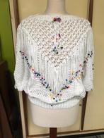 Vintage handgemaakte 100% katoenen trui, Maat 38/40 (M), Wit, Ophalen of Verzenden, Vintage handgemaakt