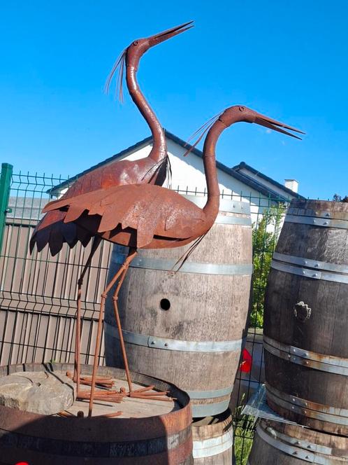 Mooi roestkleur reigers koppel,heel mooi aan de vijverrand!, Tuin en Terras, Vijver-toebehoren, Zo goed als nieuw, Vijverrand