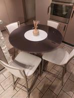 Tafel en 4 stoelen, Huis en Inrichting, Ophalen, 100 tot 150 cm, Rond, Vier personen