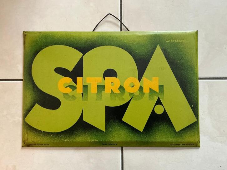 ZELDZAAM: SPA Citron plaatwerk uit 1931, Venetiaans email, Verzamelen, Merken en Reclamevoorwerpen, Gebruikt, Reclamebord, Ophalen of Verzenden