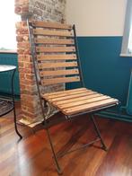 Chaises en teck et acier noir avec rivets frappé, pliante., Huis en Inrichting, Stoelen, Ophalen, Gebruikt, Zwart, Vijf, Zes of meer stoelen