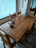 Massieve eiken eetplaats, stoelen, TV meubel, salontafel, Ophalen, Zo goed als nieuw