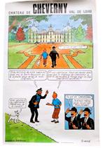 Kuifje 🏰 kasteel  Moulinsart / Cheverny ❖ 41,5 cm x 61 cm, Ophalen of Verzenden, Kuifje, Zo goed als nieuw, Plaatje, Poster of Sticker