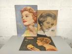 3 1950's kapsalon reclameborden, Antiek en Kunst, Curiosa en Brocante, Ophalen of Verzenden