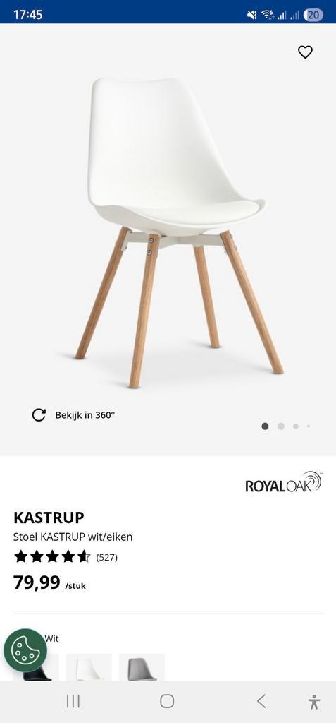 6x Stoel KASTRUP wit/eiken eetkamerstoelen van JYSK, Huis en Inrichting, Stoelen, Gebruikt, Vijf, Zes of meer stoelen, Hout, Kunststof