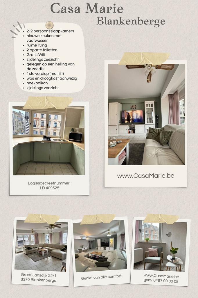Vakantieappartement Casa Marie in Blankenberge, Vakantie, Vakantiehuizen | België, Antwerpen of Vlaanderen, Appartement, Stad