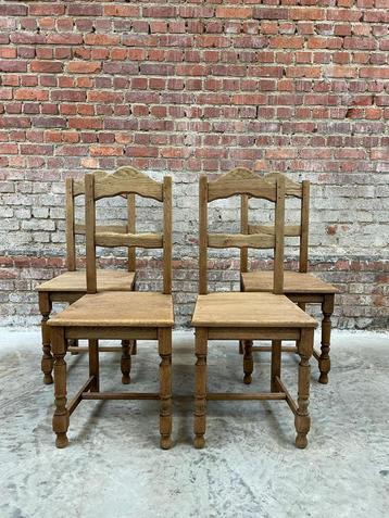 Set van 4 landelijke stoelen in gebleekte eik, Huis en Inrichting, Stoelen, Ophalen