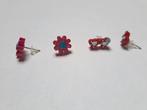 2 sets oorbellen: bloem en bril, Ophalen of Verzenden, Gebruikt, Blauw, Knopjes of Stekers