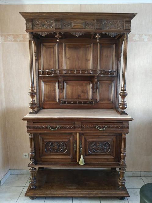 Eiken kast met marmeren blad, Antiek en Kunst, Antiek | Meubels | Kasten, Ophalen