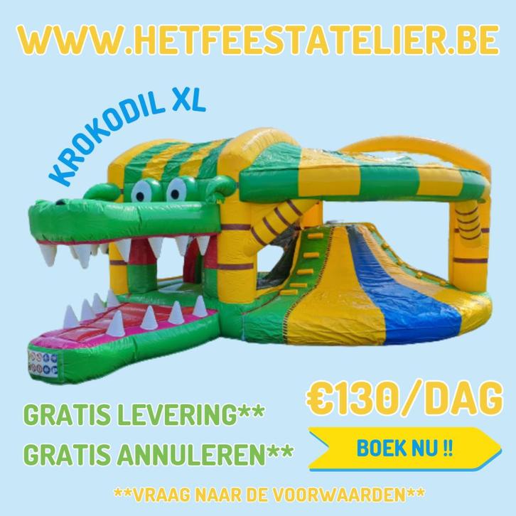 Springkastelen te huur, Hobby en Vrije tijd, Feestartikelen | Verhuur, Zo goed als nieuw, Ophalen of Verzenden