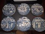 Set (6x) thee of koffie onderleggers van Boch Delfts blauw, Antiek en Kunst, Ophalen of Verzenden