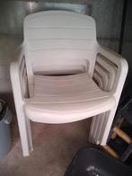 4 tuinstoelen, Jardin & Terrasse, Chaises de jardin, Comme neuf, Empilable, Plastique, Enlèvement