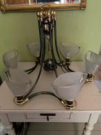 Mooie hanglamp in metaal groen goud 6 lampen, Huis en Inrichting, Lampen | Kroonluchters, Ophalen, Gebruikt, Metaal, Neutraal