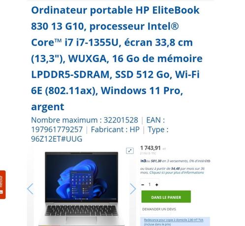 HP Elitebook g10 i7 13e generatie, Computers en Software, Windows Laptops, Zo goed als nieuw, 13 inch, SSD, 16 GB, Azerty, Met touchscreen