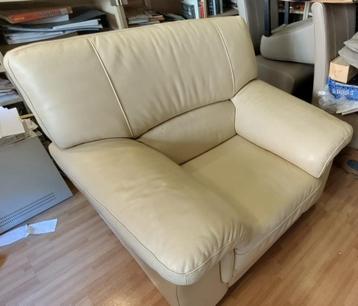 Fauteuil monoplace en cuir couleur crème, 75 à 100 cm, Modern, tijdloos, Moins de 150 cm, Cuir