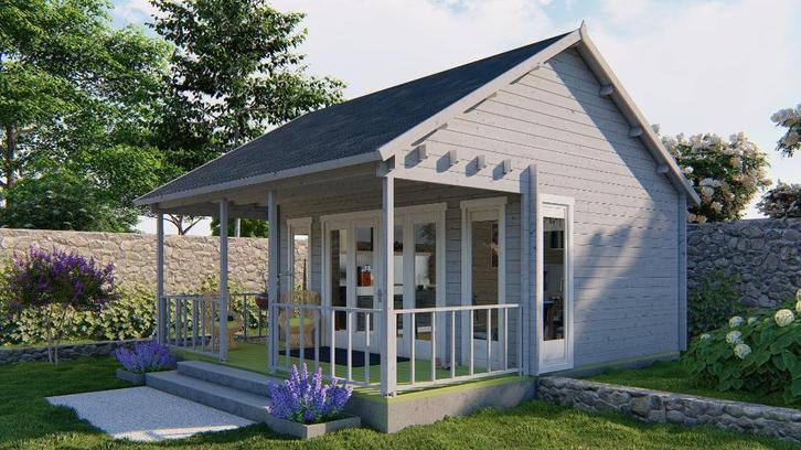 Blokhut - Tuinhuis Olaug | 44 mm | vuren, Hobby en Vrije tijd, Overige Hobby en Vrije tijd, Nieuw, Verzenden