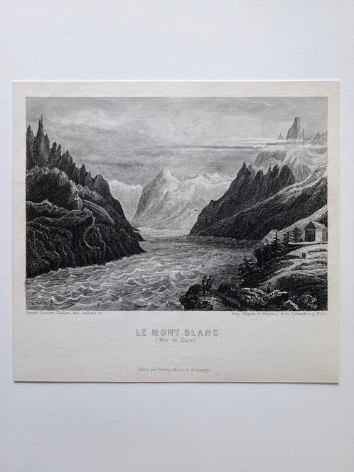 Le Mont Blanc van Leonie Lacoste Chollet - Ets - ca. 1860, Antiek en Kunst, Kunst | Etsen en Gravures, Ophalen of Verzenden