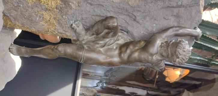 Klimmer. Brons op natuursteen. Free climber. 80cm. Uniek!, Antiek en Kunst, Kunst | Beelden en Houtsnijwerken, Ophalen