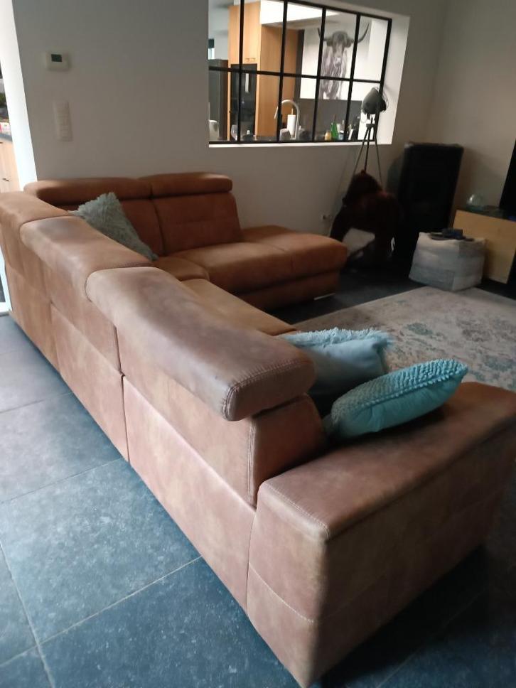 Mooie camel zetel met twee elektrische relaxen, Huis en Inrichting, Zetels | Zetels, Gebruikt, Ophalen of Verzenden