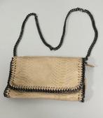 BORSE IN PELLE Italiaanse leren handtas slangenleer ketting, Ophalen of Verzenden, Zo goed als nieuw, Beige, Schoudertasje