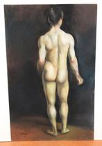 Mooie pastel schilderij de naakte man, Antiek en Kunst, Kunst | Schilderijen | Klassiek, Ophalen of Verzenden