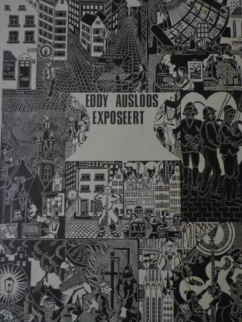 affiche getiteld "Eddy Ausloos Exposeert", Antiek en Kunst, Kunst | Overige Kunst, Ophalen of Verzenden