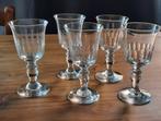 Baccarat,5 verres antiques,Rennaissance forme tulipe., Enlèvement ou Envoi