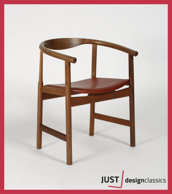 PP Mobler Wegner PP203 Roodbruin Leder (voorraad:8), Huis en Inrichting, Stoelen, Ophalen