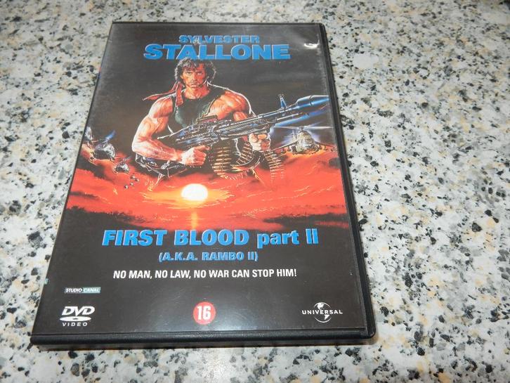 nr.2293- Dvd: first blood part II - actie, Cd's en Dvd's, Dvd's | Actie, Zo goed als nieuw, Actie, Vanaf 16 jaar, Ophalen of Verzenden