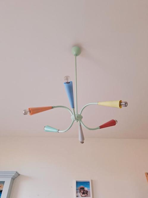 vintage, spider, spoetnik hanglamp, Huis en Inrichting, Lampen | Hanglampen, Gebruikt, Metaal, Ophalen