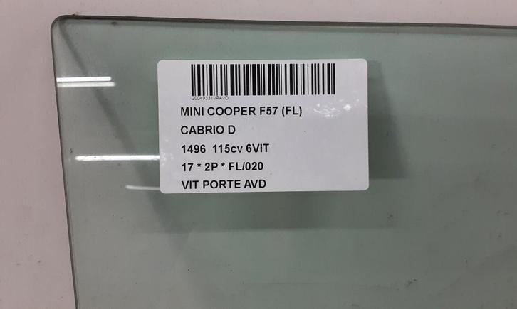 PORTIERRUIT RECHTS VOOR Mini Mini Cabrio (F57) (7365774), Auto-onderdelen, Ruiten en Toebehoren, Mini, Gebruikt