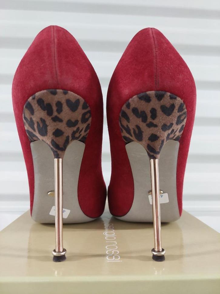 450C* Sergio ROSSI pumps luxe leer hoge hakken metaal (39), Kleding | Dames, Schoenen, Gedragen, Pumps, Rood, Verzenden
