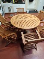 Tuintafel + 6 stoelen, Tuin en Terras, Tuintafels, Ophalen, Zo goed als nieuw, Teakhout