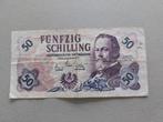 Bankbiljetten 50 shilling Oostenrijk 1962 en 500 lire Italië, Italië, Los biljet, Ophalen of Verzenden