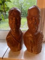 2 magnifiques statues en bois de 34 cm de haut, Antiquités & Art, Enlèvement ou Envoi