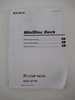 Handleiding Sony MDS-JE780, TV, Hi-fi & Vidéo, Walkman, Discman & Lecteurs de MiniDisc, Enlèvement ou Envoi
