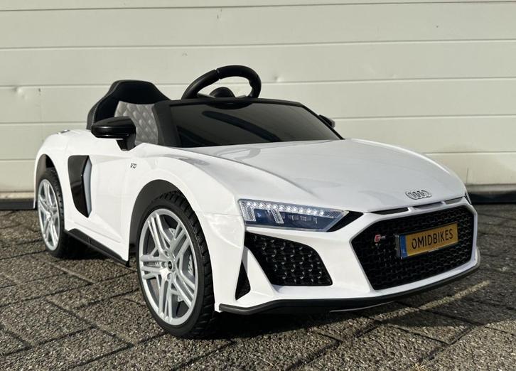 Audi R8 12v wit Afstands. / Bleutooht / Leder en Rubberband, Kinderen en Baby's, Speelgoed | Buiten | Voertuigen en Loopfietsen