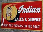 Indian sales & service emaillen bord retro mancave borden, Verzamelen, Ophalen of Verzenden, Zo goed als nieuw, Reclamebord