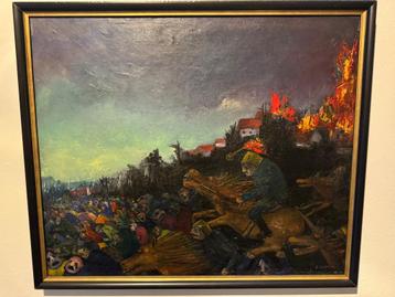 Fraai olieverfschilderij op doek van Sylvain Beerens, 63x53 beschikbaar voor biedingen