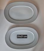 Set van 2 porseleinen schalen met lichtgrijze rand 31x21 cm, Huis en Inrichting, Keuken | Servies, Ophalen, Nieuw, Porselein, Schaal of Schalen